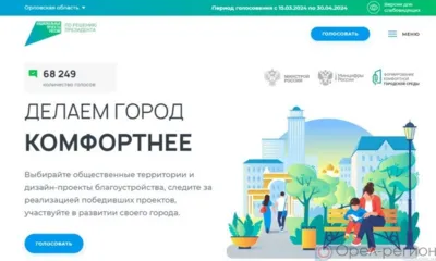 Более 68 тысяч орловцев отдали свои голоса за благоустройство территорий