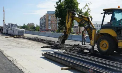 На Красный мост в Орле укладывают трамвайные рельсы с резиновым профилем