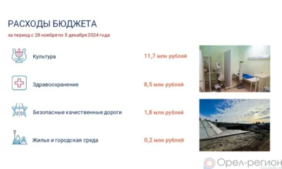 Орловщина направила за неделю на нацпроекты порядка 22 млн рублей