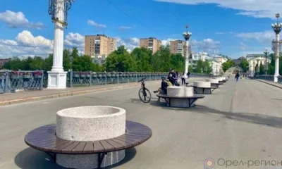 В Орле на Александровском мосту появились скамейки-вазоны