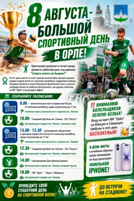 Фото 1. На футбольном матче «Орёл» — «Квант» разыграют iPhone