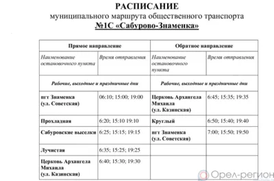 С 1 апреля из Сабурово в Знаменку будет ходить маршрутка