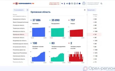 Ещё 100 орловцев пополнили список заболевших COVID-19 за сутки