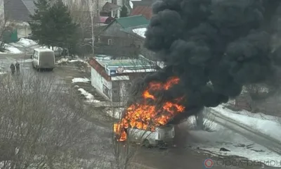 В Орле на ул. Гайдара сгорела маршрутка
