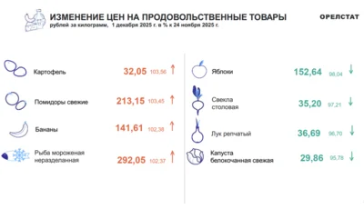 Динамика цен по данным Орёлстата