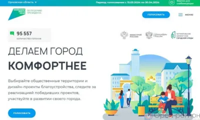Более 95,5 тыс. орловцев проголосовали за благоустройство территорий