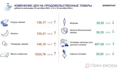 Динамика цен по данным Орёлстата