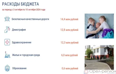 Около 69 млн рублей выделено на реализацию нацпроектов в Орловской области с 10 по 17 октября