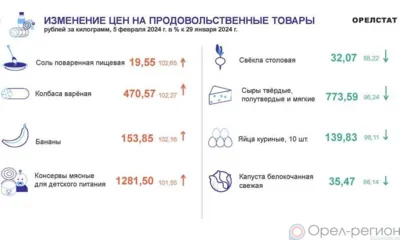 Динамика цен по данным Орёлстата