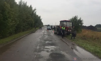В Орловской области КамАЗ с прицепом и трактор не поделили дорогу