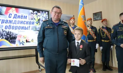 Девятилетний Кирилл Ковальчук из посёлка Нарышкино получил медаль МЧС России «За спасение на пожаре»