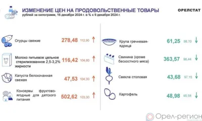 Динамика цен по данным Орёлстата