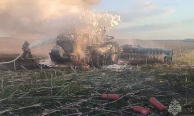 В Залегощенском районе сгорел трактор