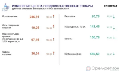 Динамика цен по данным Орёлстата