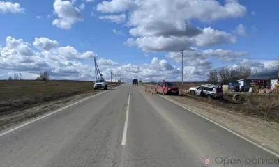 В Орловской области Lada Kalina отправила в кювет Nissan