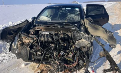 В Корсаковском районе Nissan лоб в лоб столкнулся с КамАЗом