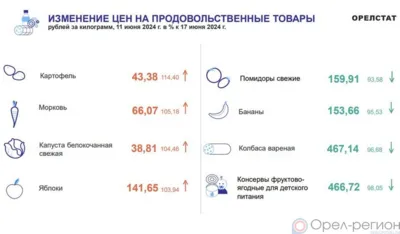 Динамика цен по данным Орёлстата