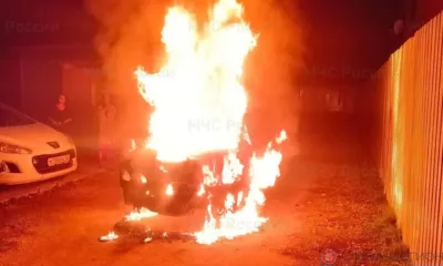 Ночью под Орлом сгорел автомобиль