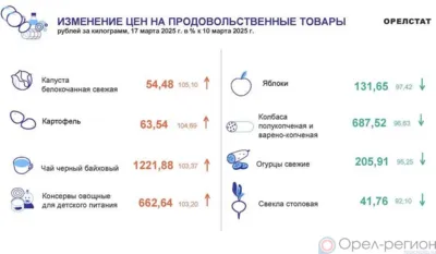 Динамика цен по данным Орёлстата