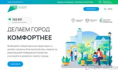 Более 102 тыс. орловцев проголосовали за благоустройство территорий