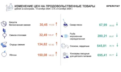 Динамика цен по данным Орёлстата