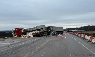 Под Орлом при лобовом столкновении двух грузовиков погиб человек