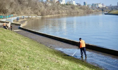 В Орле набережную очищают от следов паводка
