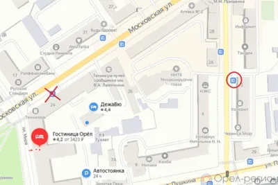 Посадка и высадка пассажиров на остановке «Гостиница Орёл» не осуществляется