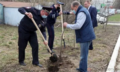 В Орле ветераны органов внутренних дел и сотрудники полиции высадили рябины рядом с братским кладбищем жертв фашизма