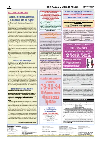 Орловская правда 2009-01-16